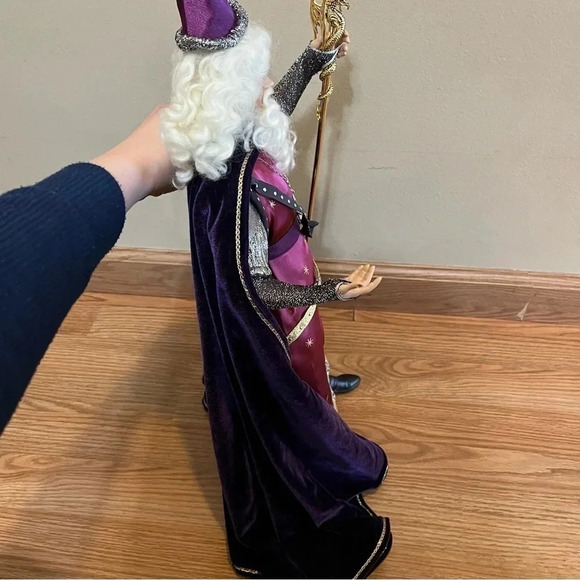 Franklin Mint Merlin Magician Wizard Camelot Series Porcelain Doll Hat Staff - Picture 7 of 12
